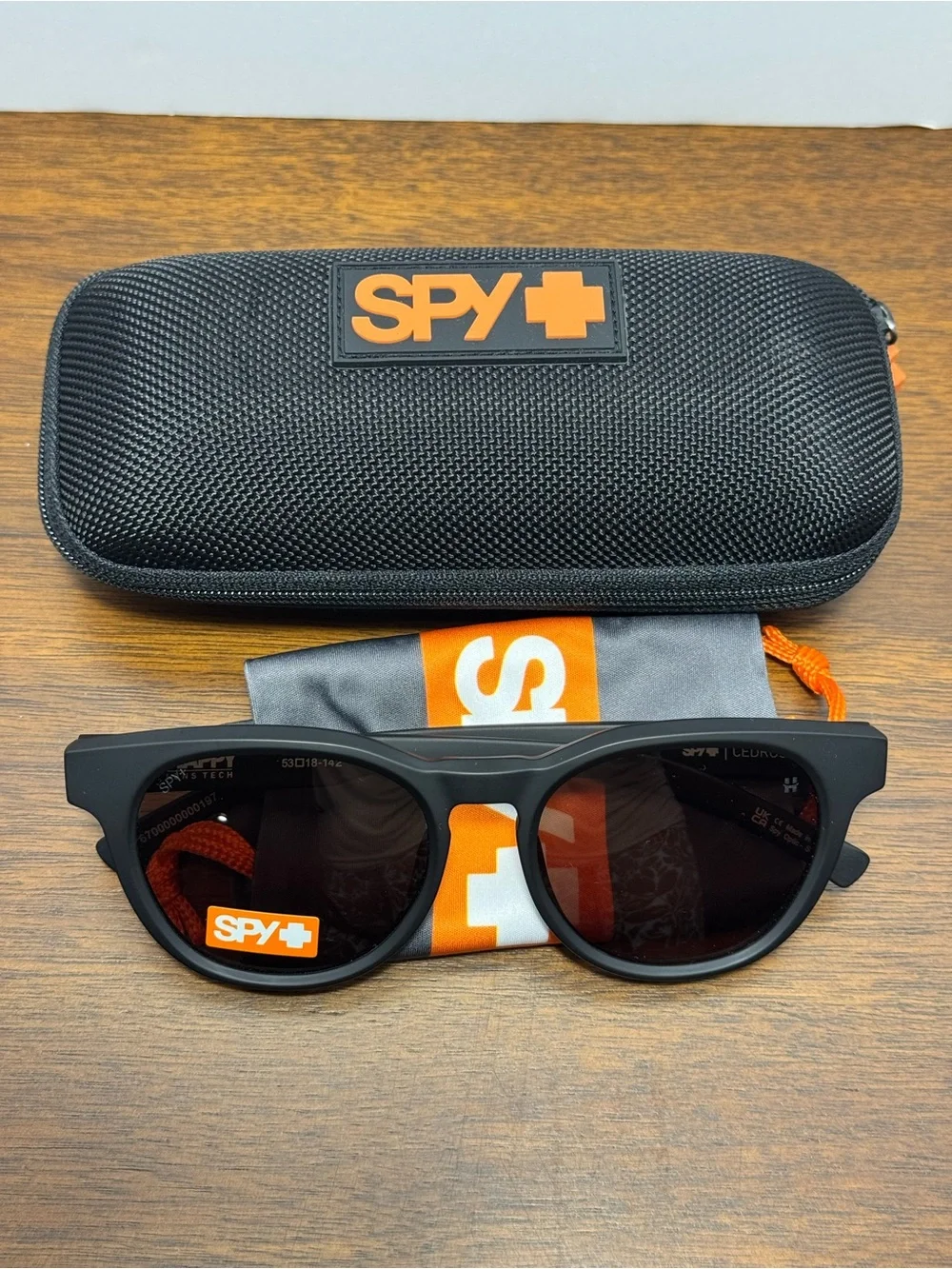 SPY+ Cedros Happy Lens Tech Matte Black Sunglasses w/ Case & Pouch